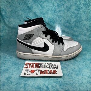 Nike Air Jordan 1 Mid Top Gray Black Men’s  Leather Athletic Shoes Size 7.5